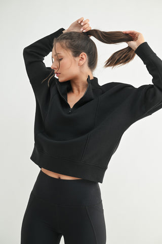 Princess Seam Quarter Zip Pullover Sweatshirt