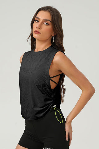 Breathable Loose Drawstring Jacquard Blouse