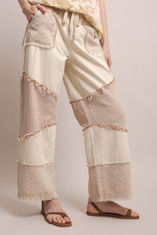 Contrasting Panel Patchwork Pants