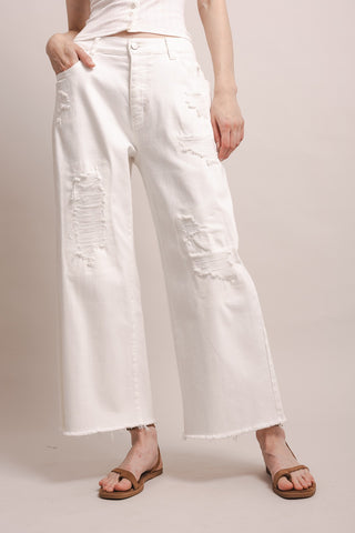 Distress Wide Leg Pants