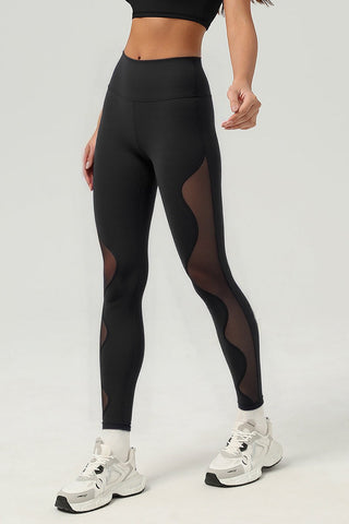 Side Mesh-paneled Breathable High-waist Leggings