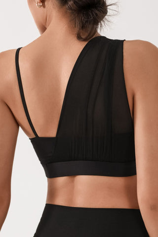 One Shoulder Mesh Sports Bra