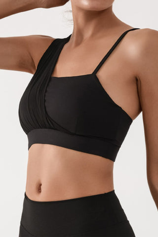 One Shoulder Mesh Sports Bra