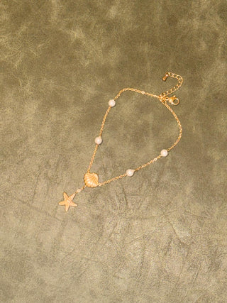 Starfish and Concha With Pearls Anklet
