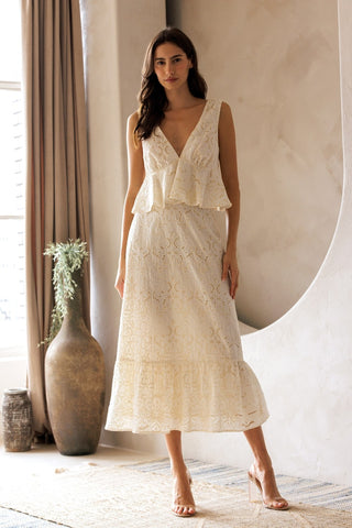 Embroidered Peplum Top