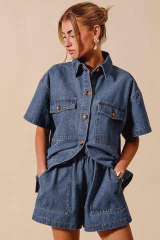 Button Up Denim Set