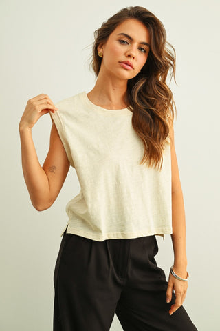 Round Neck Slub Top